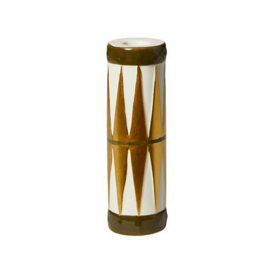 Vase tromme H16 cm Grøn/Hvid/Guld - Keramik