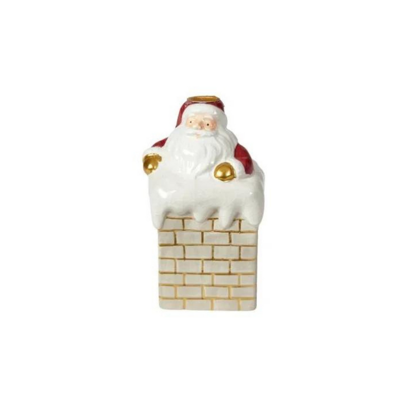 Figur Julemand i skorsten til lys - Keramik