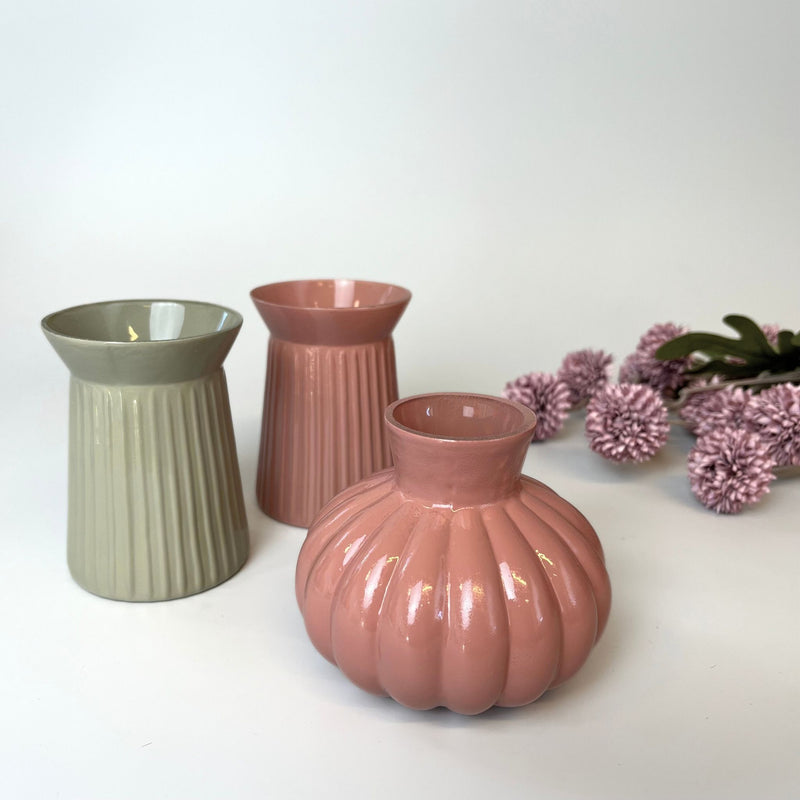 Vase med riller - Rosa