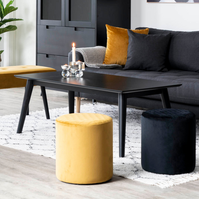 Puf rund i velour, flere farver