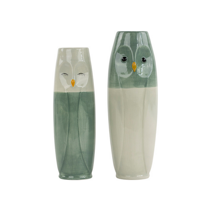 Vase Ugle - 2 varianter - Green  H17 cm