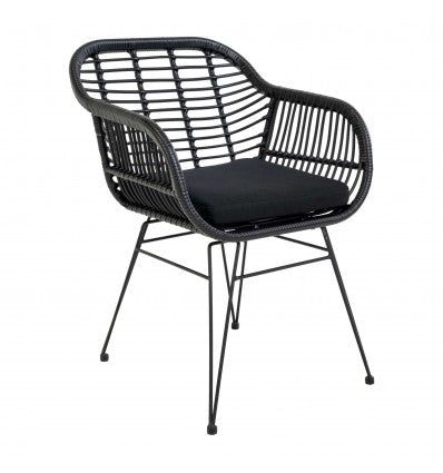 Rattan stol med hynde, flere farver